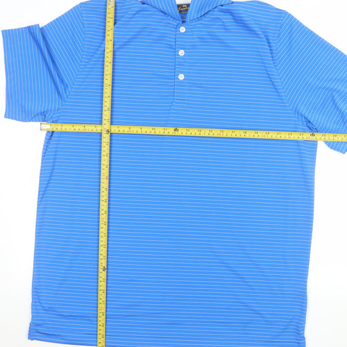 Tourney Men's Blue Striped Golf Polo Shirt Size L Regular Fit