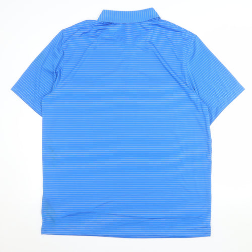 Tourney Men's Blue Striped Golf Polo Shirt Size L Regular Fit