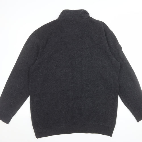BHS Men’s Grey Striped 1/2 Zip Cotton Blend Jumper Size L