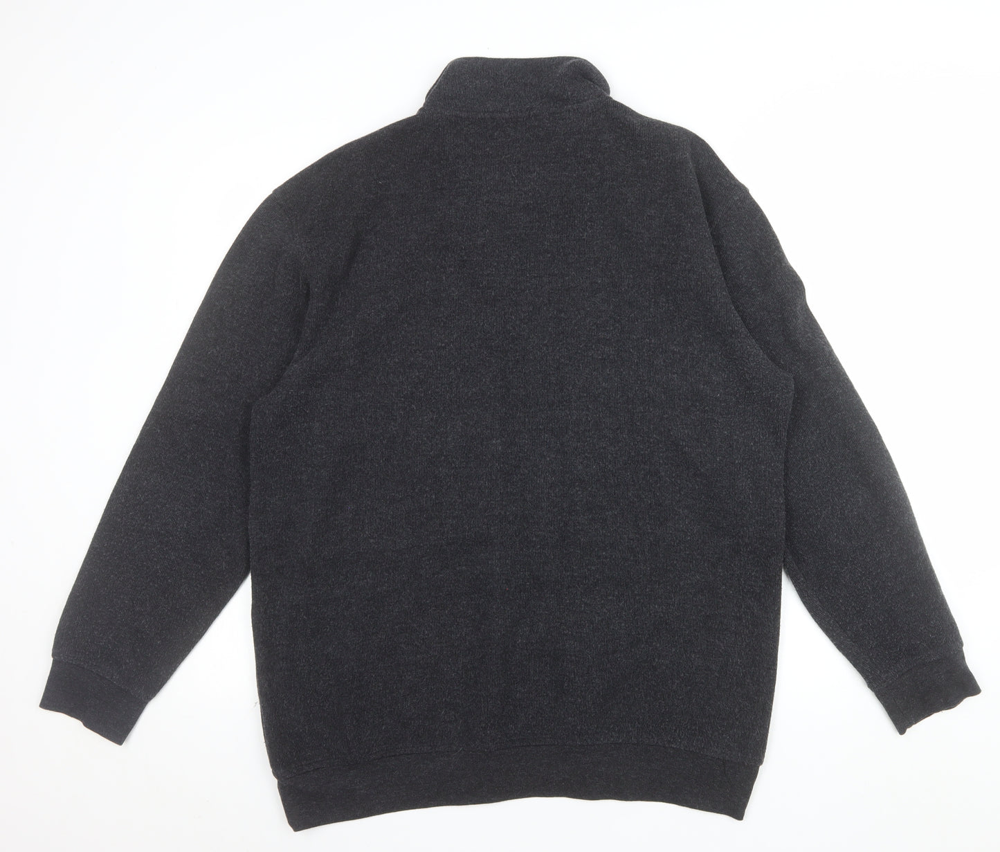 BHS Men’s Grey Striped 1/2 Zip Cotton Blend Jumper Size L