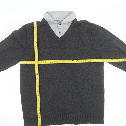 Jack Reid Men’s Grey V-Neck Pullover Jumper Size S Cotton Knit