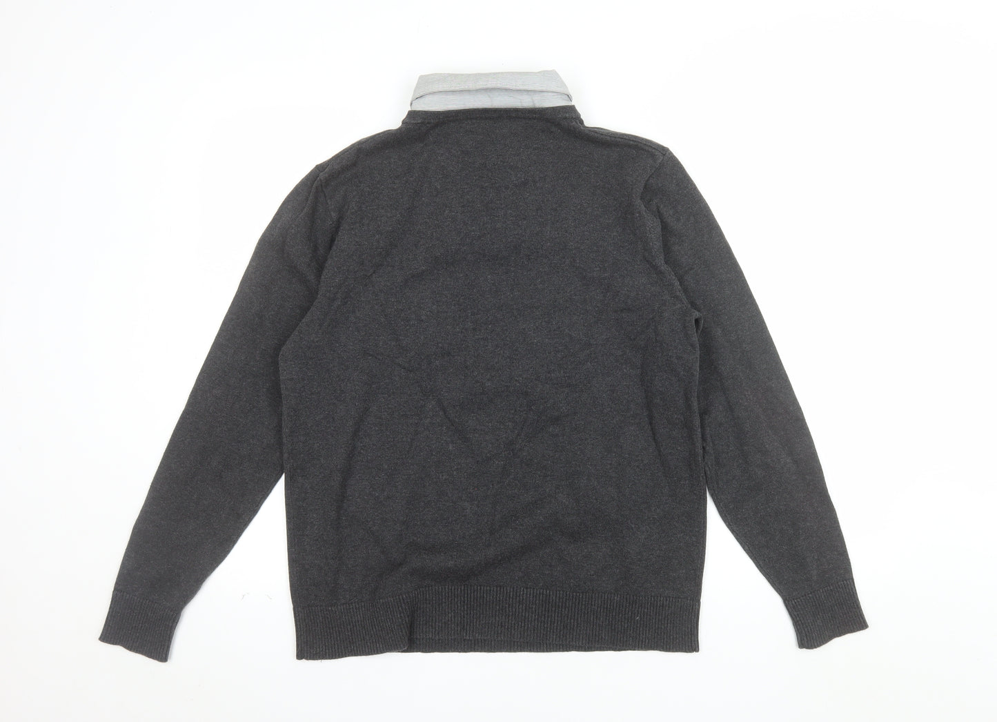 Jack Reid Men’s Grey V-Neck Pullover Jumper Size S Cotton Knit