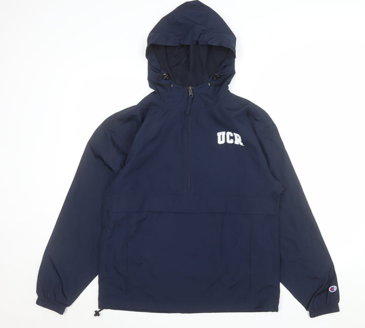 Champion Men’s Blue UCR Hooded Anorak Jacket Size S Windproof