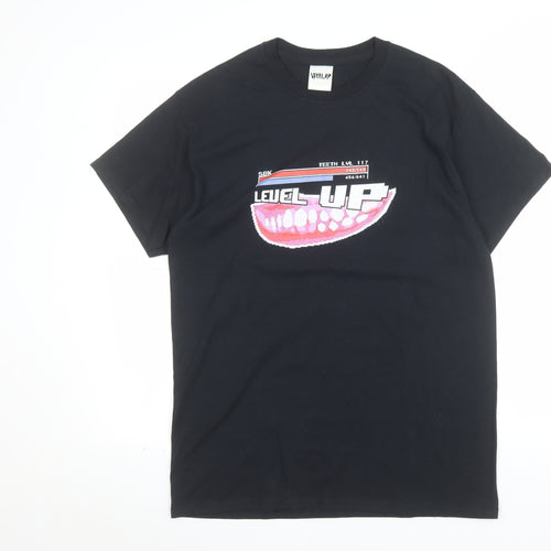 Level Up Black Graphic T-Shirt Men’s Medium 100% Cotton Retro Gaming Style