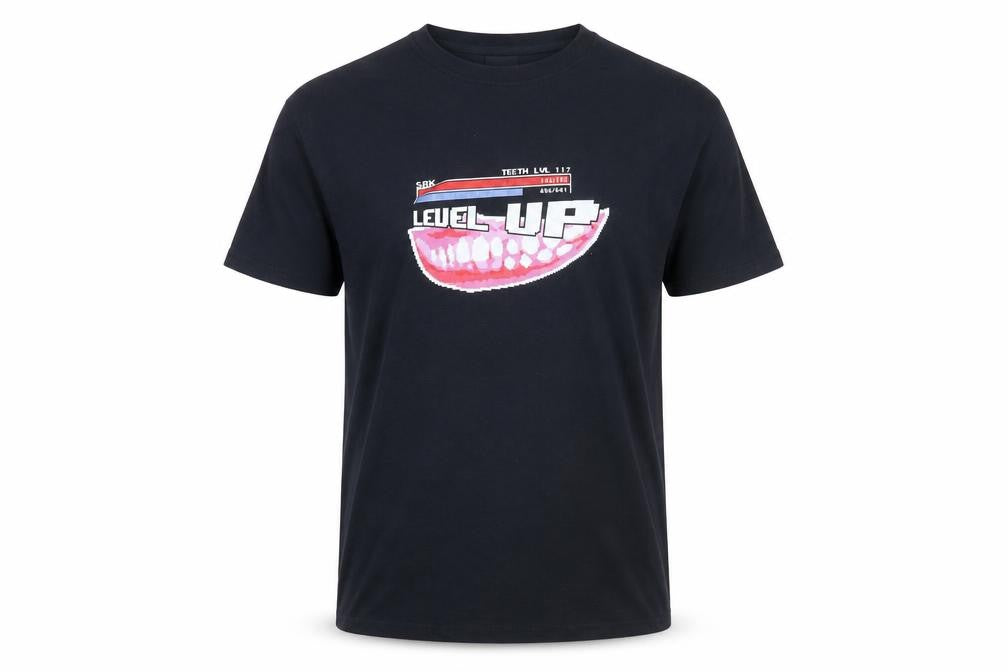 Level Up Black Graphic T-Shirt Men’s Medium 100% Cotton Retro Gaming Style