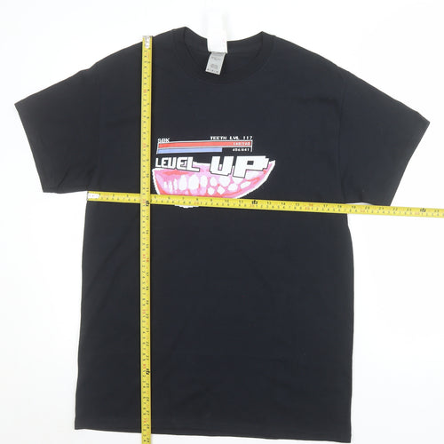 Level Up Black Graphic T-Shirt Men’s Medium 100% Cotton Retro Gaming Style
