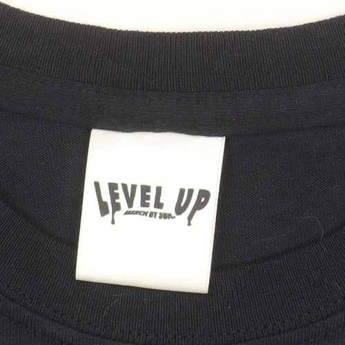 Level Up Black Graphic T-Shirt Men’s Medium 100% Cotton Retro Gaming Style