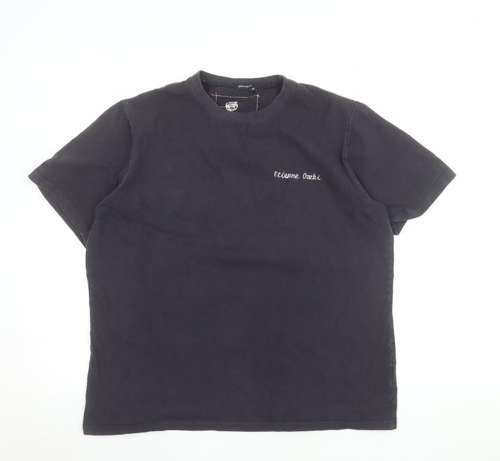 Etienne Ozeki Men's Black XL Crew Neck Embroidered Graphic T-Shirt