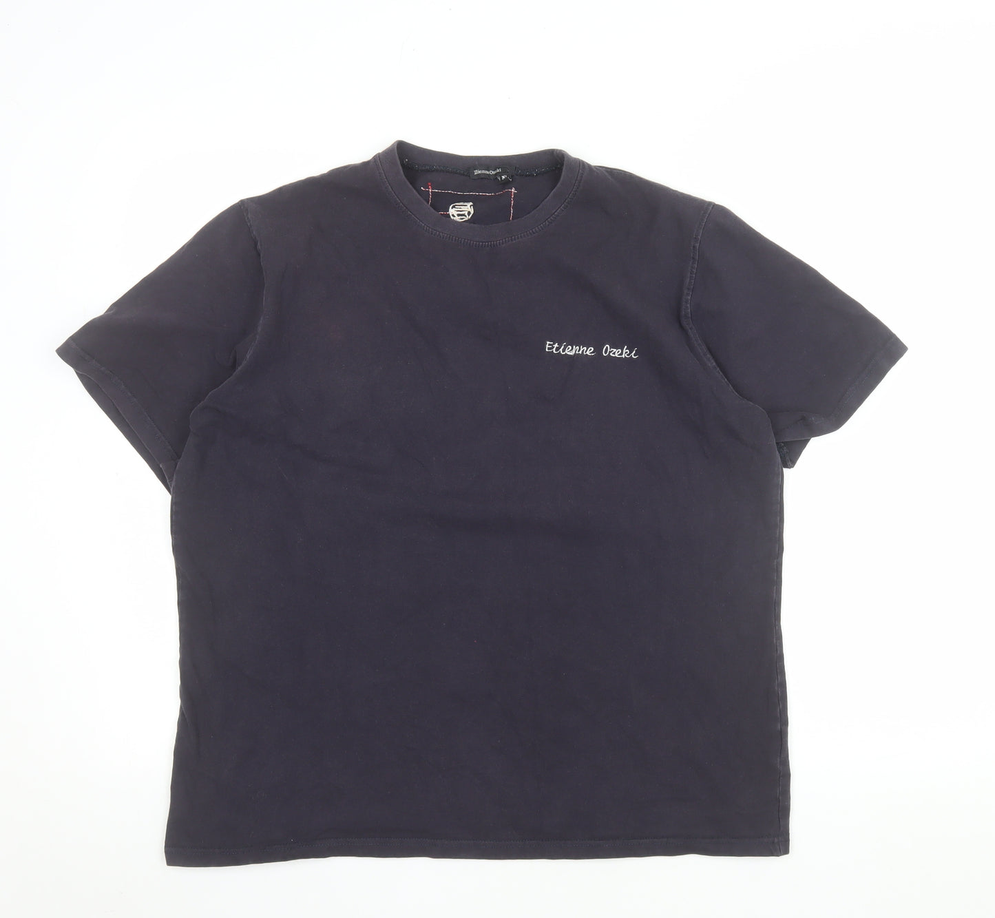 Etienne Ozeki Men's Black XL Crew Neck Embroidered Graphic T-Shirt