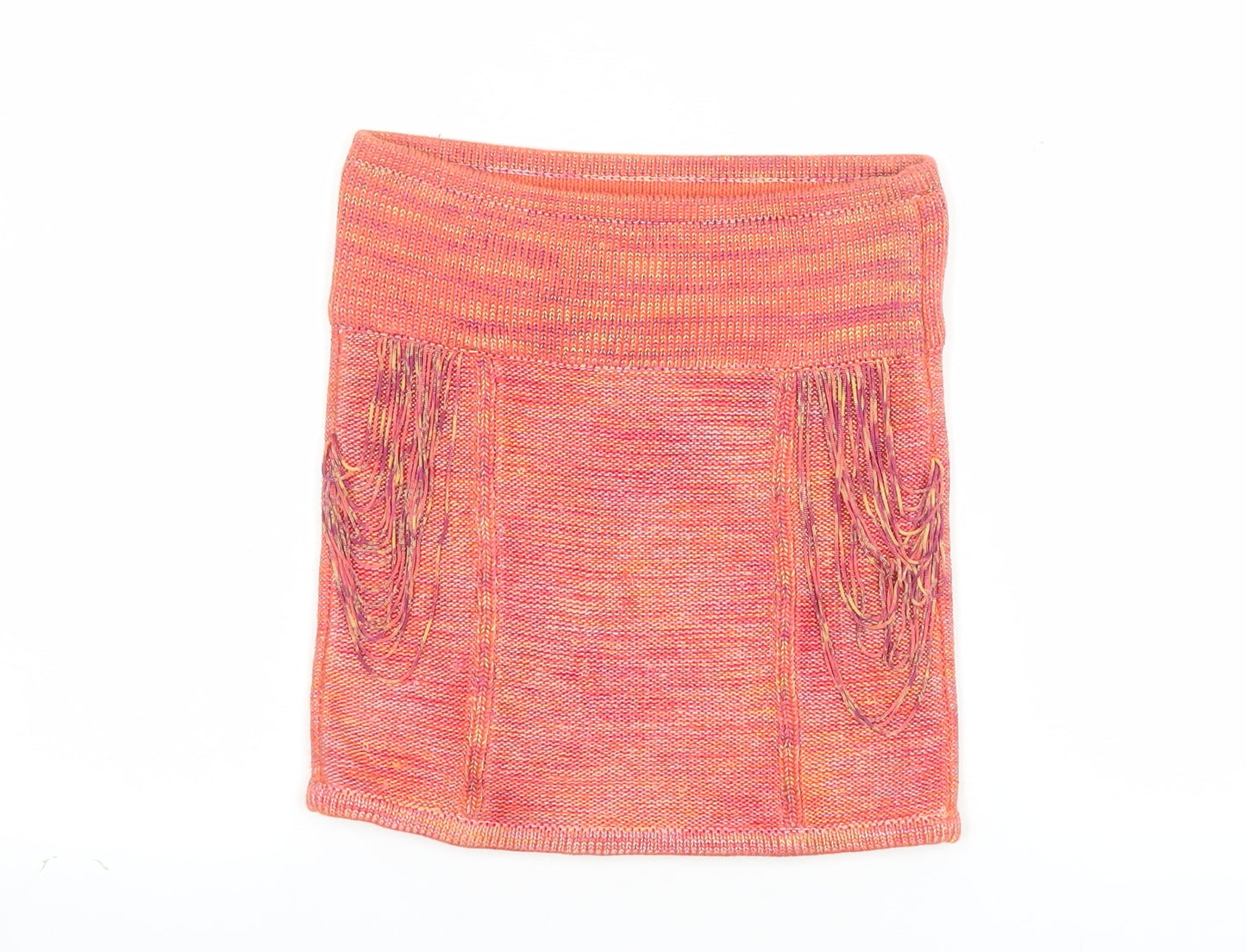 Armani Exchange Women's Orange Knit Fringe Mini Skirt XS
