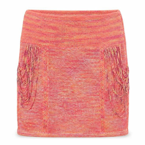 Armani Exchange Women's Orange Knit Fringe Mini Skirt XS