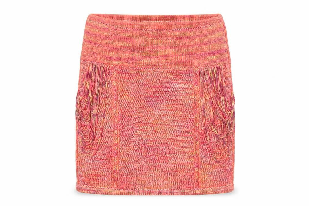 Armani Exchange Women's Orange Knit Fringe Mini Skirt XS
