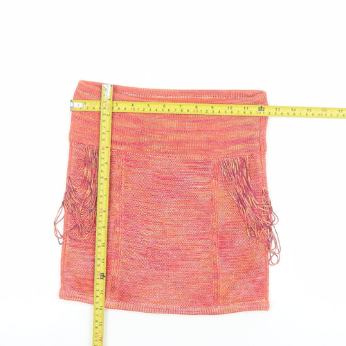 Armani Exchange Women's Orange Knit Fringe Mini Skirt XS