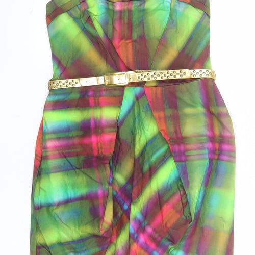 River Island Scarlet Women’s Multicoloured Strapless Bodycon Dress Size 12