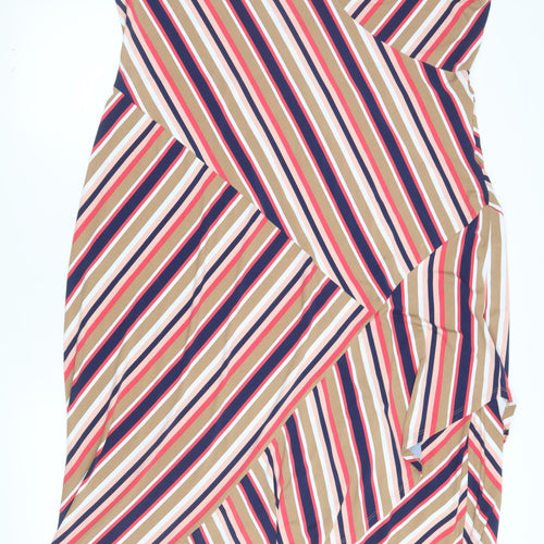 Du Jour Women’s Multicoloured Striped A-Line Midi Dress Size 2XL
