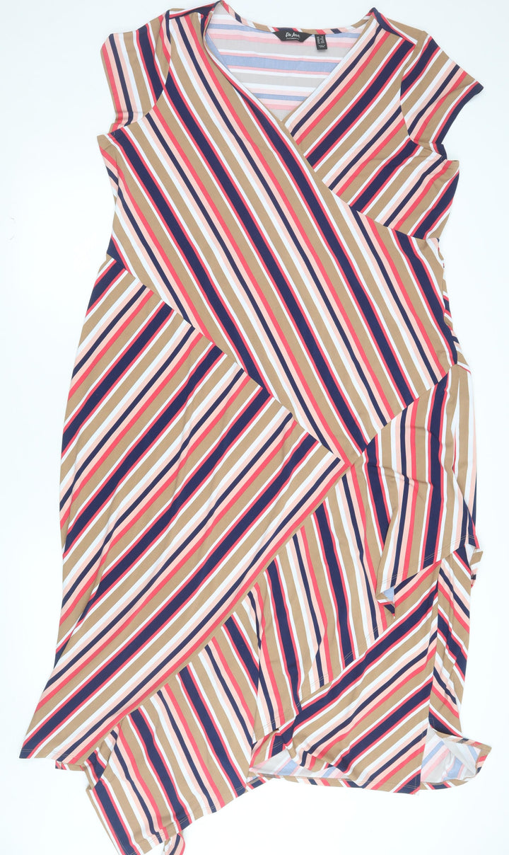 Du Jour Women’s Multicoloured Striped A-Line Midi Dress Size 2XL