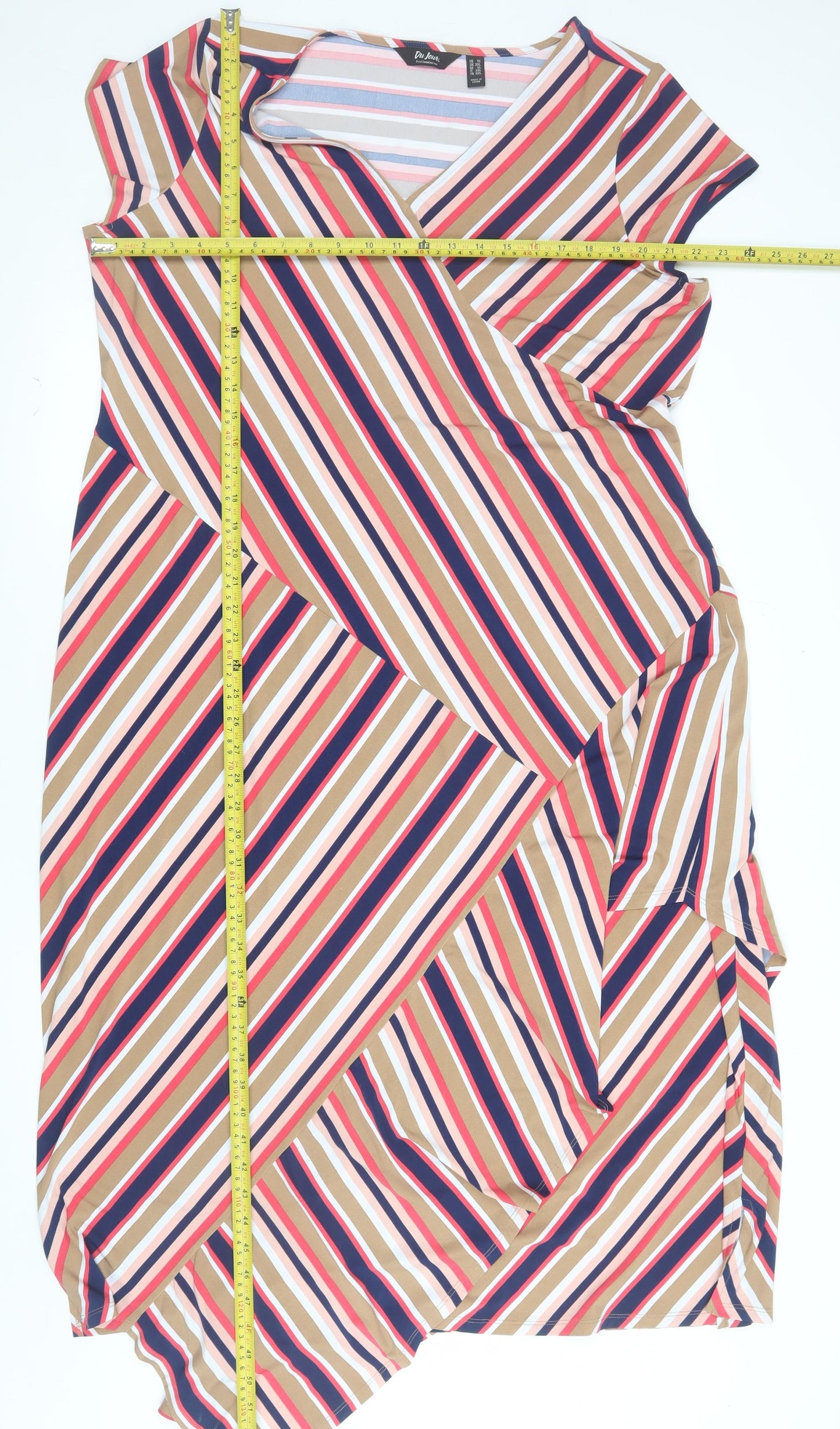 Du Jour Women’s Multicoloured Striped A-Line Midi Dress Size 2XL