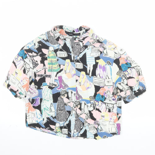 Pull & Bear Women's Multicoloured XS Cropped Button-Up Shirt