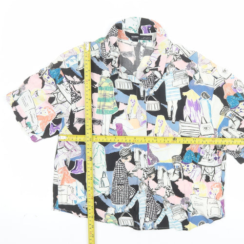 Pull & Bear Women's Multicoloured XS Cropped Button-Up Shirt