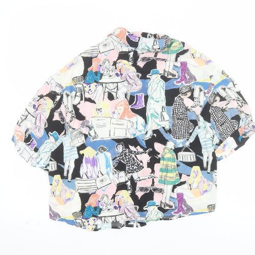 Pull & Bear Women's Multicoloured XS Cropped Button-Up Shirt