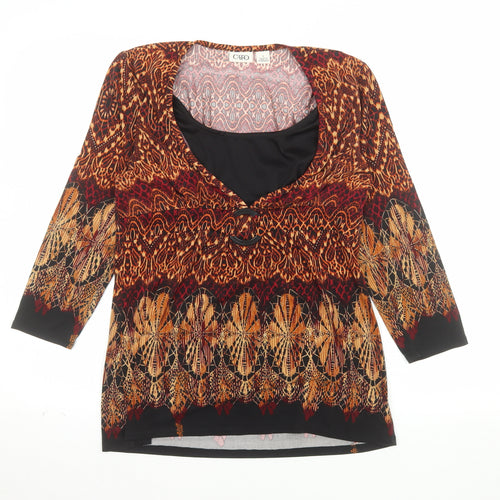 Cato Women’s Multicoloured V-Neck 3/4 Sleeve Tunic Blouse S