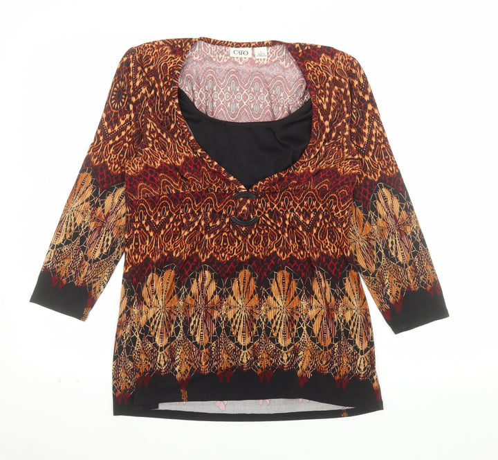 Cato Women’s Multicoloured V-Neck 3/4 Sleeve Tunic Blouse S