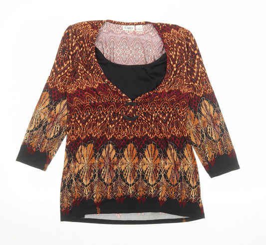 Cato Women’s Multicoloured V-Neck 3/4 Sleeve Tunic Blouse S