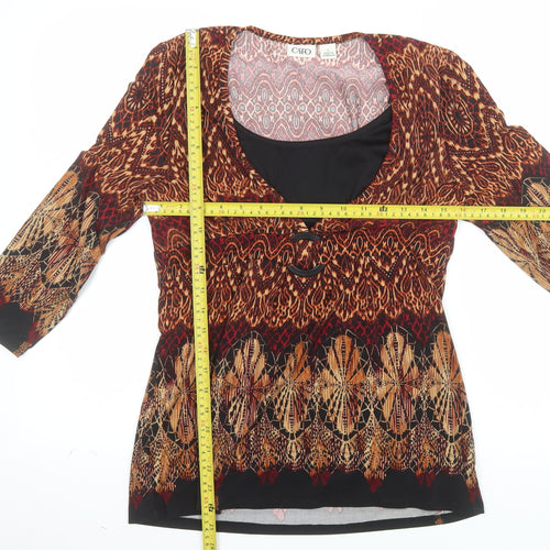 Cato Women’s Multicoloured V-Neck 3/4 Sleeve Tunic Blouse S