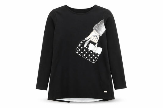 A Dee Girls Black Long Sleeve Tunic Top with Bow Detail Size 12 Years