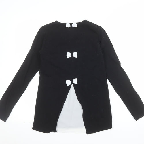 A Dee Girls Black Long Sleeve Tunic Top with Bow Detail Size 12 Years