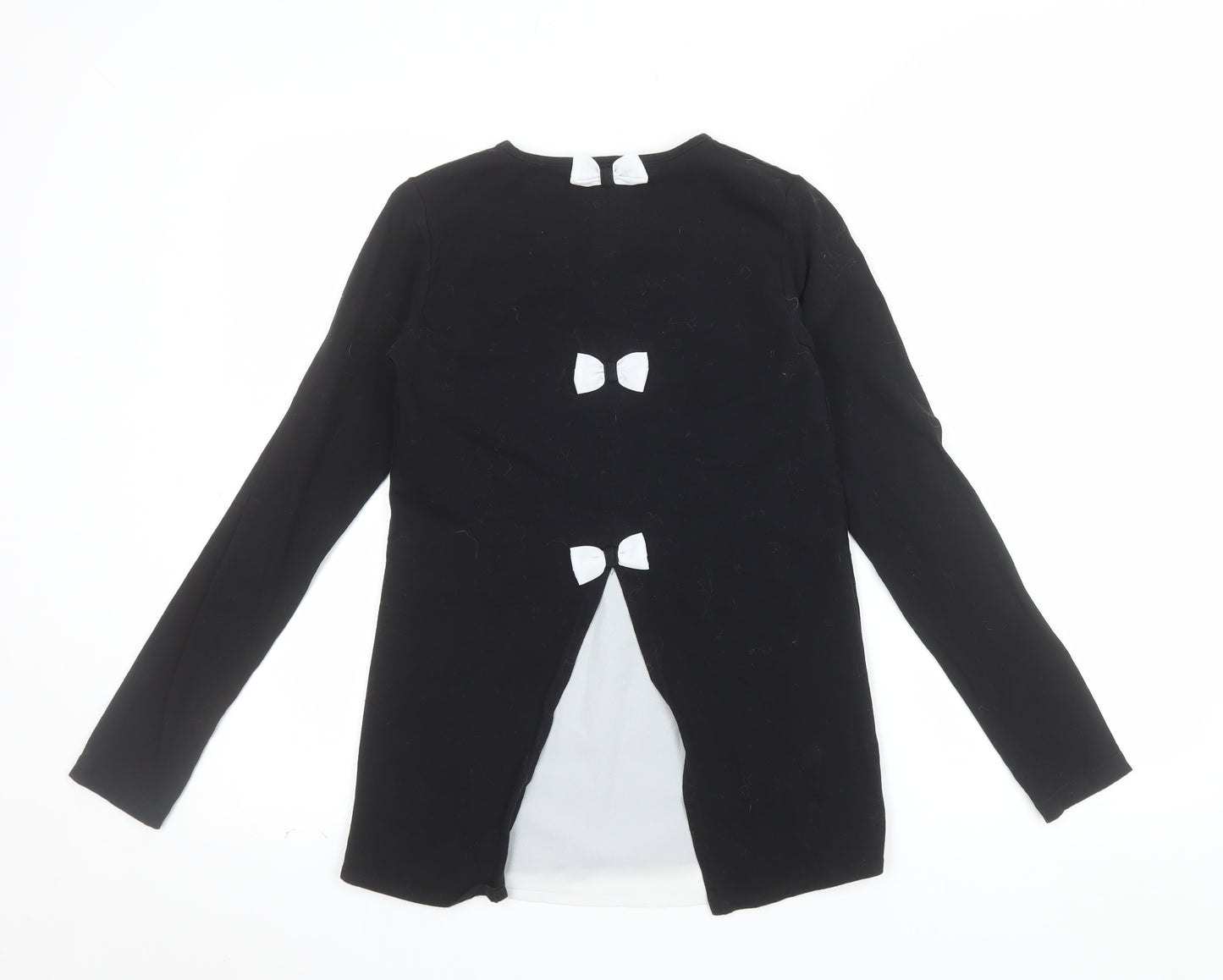 A Dee Girls Black Long Sleeve Tunic Top with Bow Detail Size 12 Years