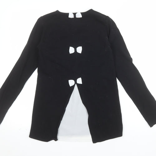 A Dee Girls Black Long Sleeve Tunic Top with Bow Detail Size 12 Years