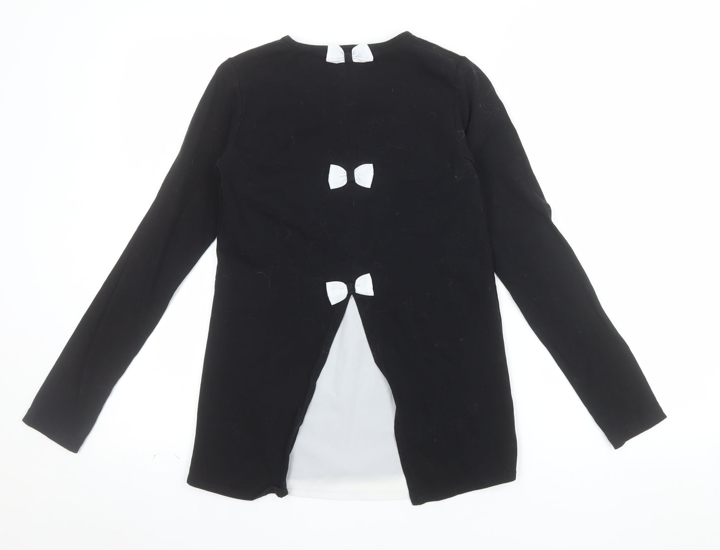 A Dee Girls Black Long Sleeve Tunic Top with Bow Detail Size 12 Years