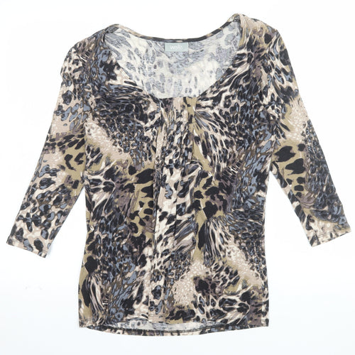 Wallis Women's Multicoloured Animal Print 3/4 Sleeve Tunic Top Size 12