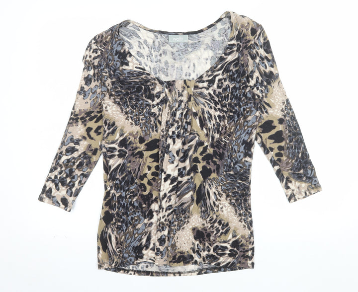 Wallis Women's Multicoloured Animal Print 3/4 Sleeve Tunic Top Size 12