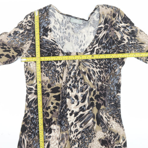 Wallis Women's Multicoloured Animal Print 3/4 Sleeve Tunic Top Size 12