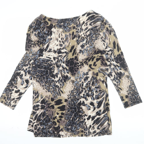 Wallis Women's Multicoloured Animal Print 3/4 Sleeve Tunic Top Size 12