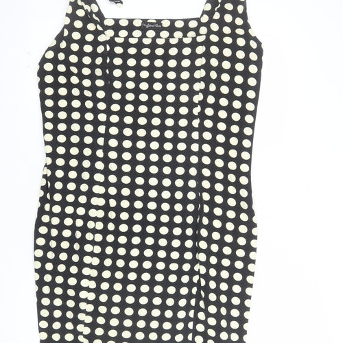 Myleene Klass Women Black Polka Dot Sleeveless Bodycon Dress Size 18