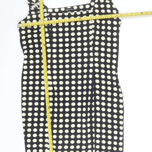 Myleene Klass Women Black Polka Dot Sleeveless Bodycon Dress Size 18