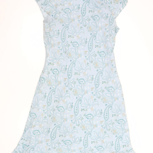 Variations Women Blue Paisley Shift Dress Size 18 Short Sleeve
