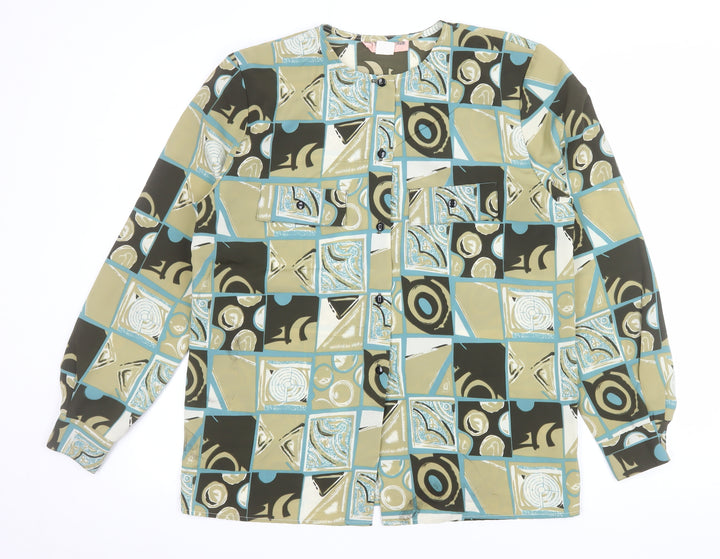 Silk Studio 5th Ave. Women's Multicoloured Geometric Silk Blouse Size M