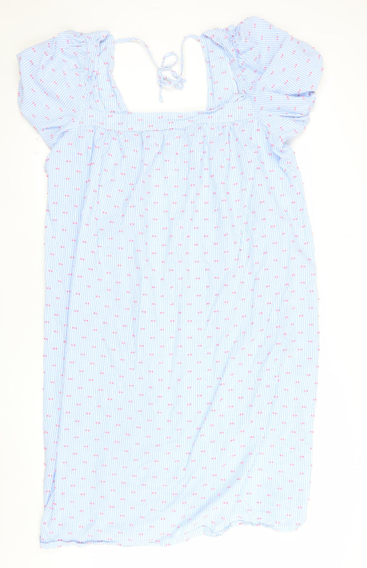 Marks and Spencer Women Blue Size 24 Smocked Cotton Dress