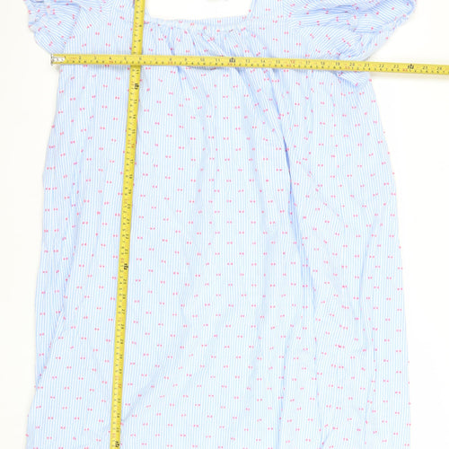 Marks and Spencer Women Blue Size 24 Smocked Cotton Dress