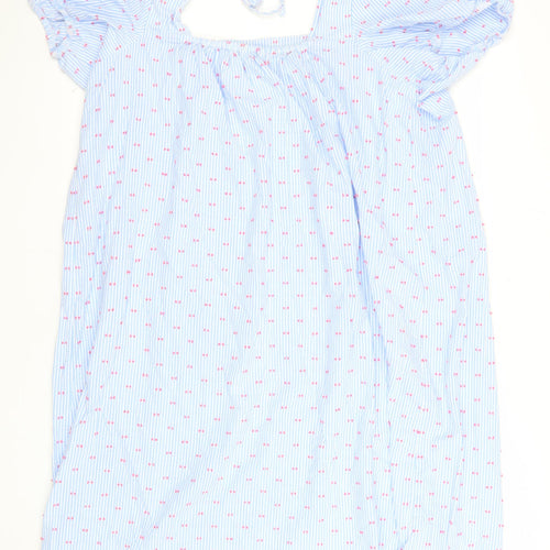 Marks and Spencer Women Blue Size 24 Smocked Cotton Dress