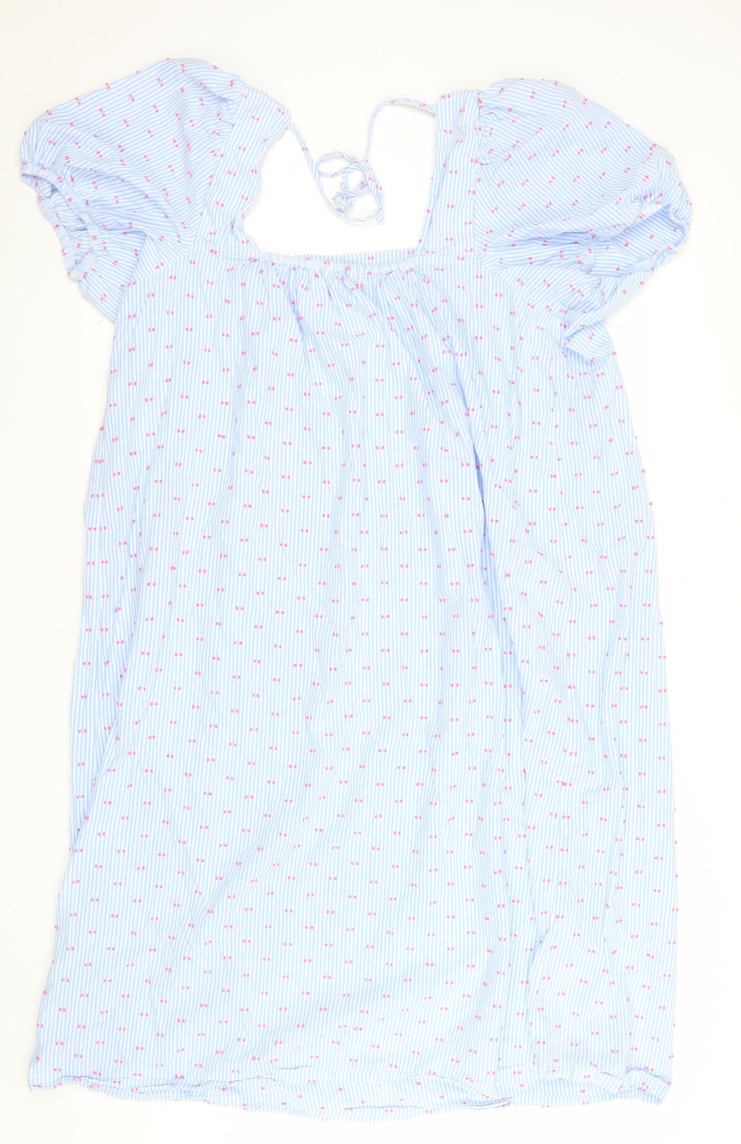 Marks and Spencer Women Blue Size 24 Smocked Cotton Dress