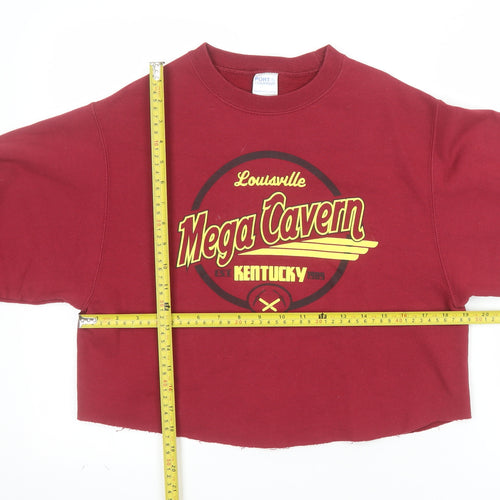 Port & Company Womens Burgundy Graphic Cropped Pullover Sweatshirt S