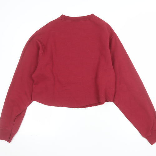 Port & Company Womens Burgundy Graphic Cropped Pullover Sweatshirt S