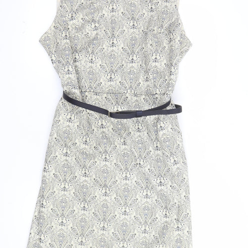 Monsoon Women Beige Geometric Sleeveless Sheath Dress Size 20