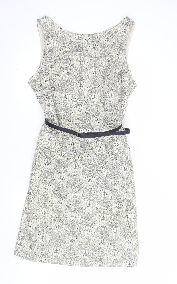 Monsoon Women Beige Geometric Sleeveless Sheath Dress Size 20