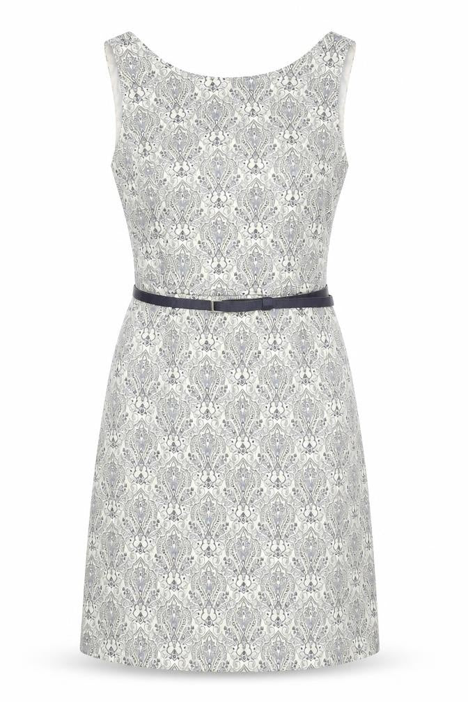 Monsoon Women Beige Geometric Sleeveless Sheath Dress Size 20